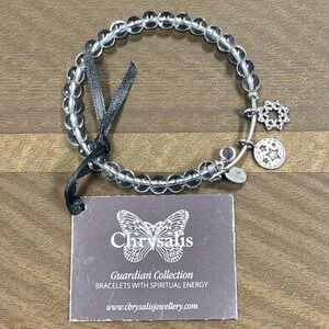 Chrysalis Guardian Star Charm Bracelet Clear Beads Spiritual Jewelry NWT